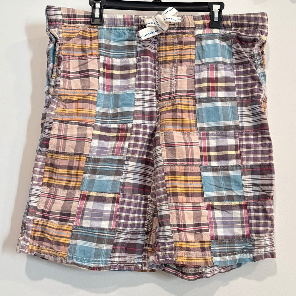 RH Men Shorts Patchwork Madra Plaid 32-34 Cotton Drawstring Preppy Coastal 20292
